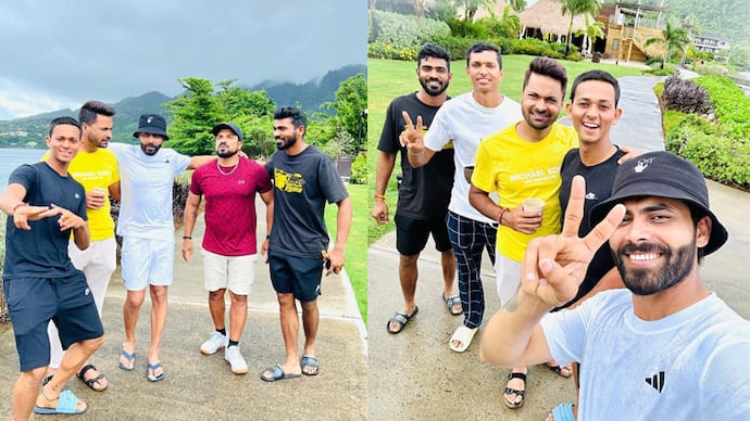 Ravindra-Jadeja-with-other-cricketers-enjoy-in-Dominica