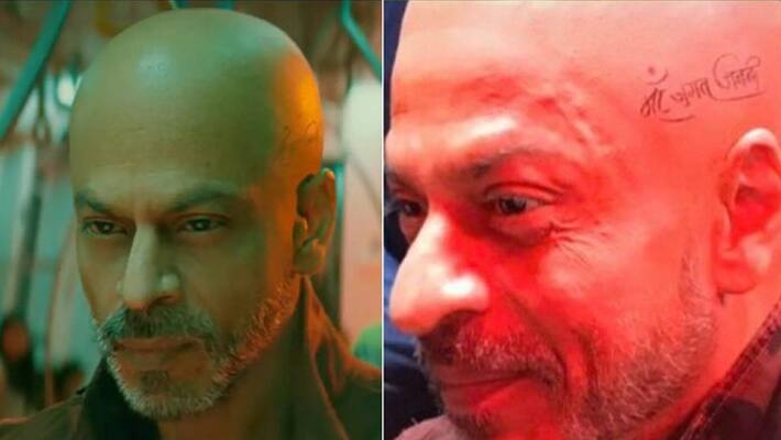 jawan teaser tattoo on shahrukh khan bald head