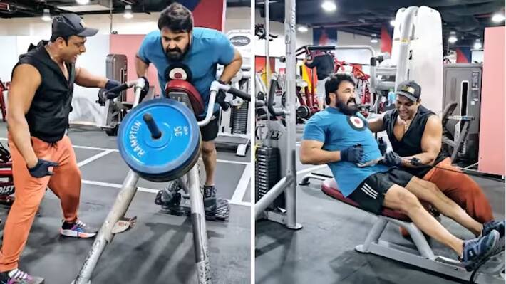 mohanlal lifts 100 kg weight at gym 