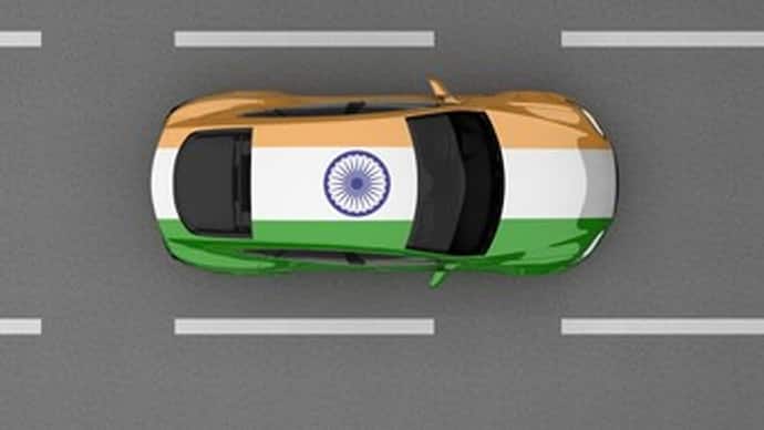 National Flag on car