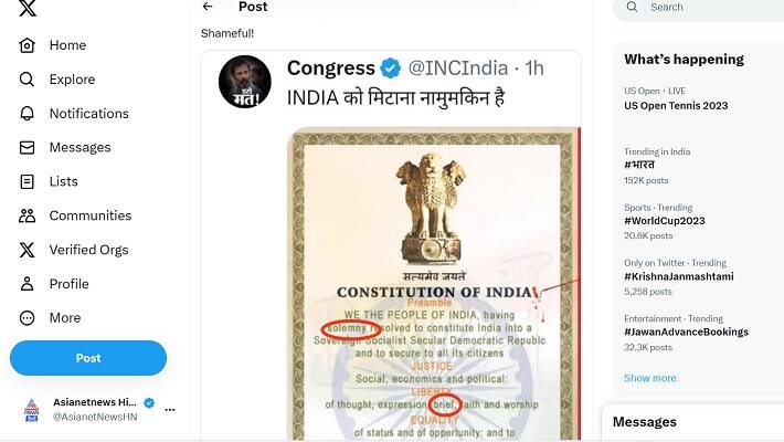 Congress Tweets Wrong Copy Of Indian Constitution Preamble