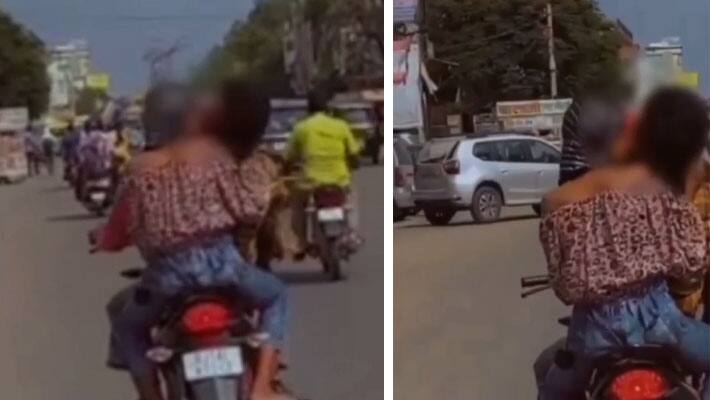 Obscene video of romance Couple romancing on a bike streets of jaipur