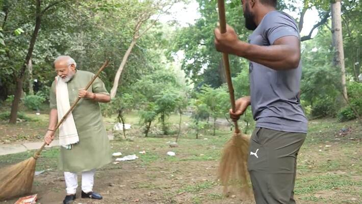 PM Narendra Modi used broom