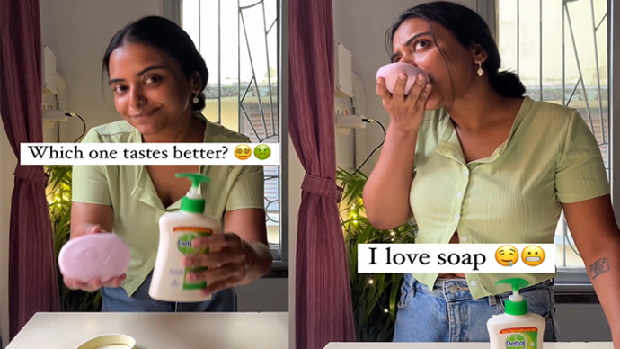 watch viral video Woman eating soap What netizens were surprised to see bsm