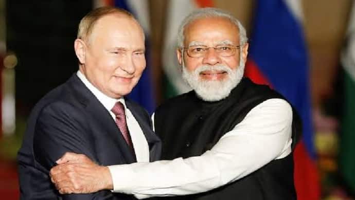 Vladimir Putin with Narendra Modi