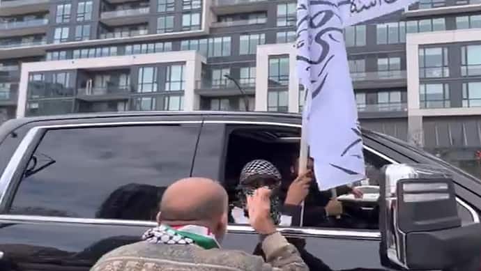 Pro Palestine Taliban supporters clash 