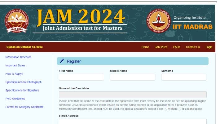 IIT JAM 2024 registration date extended