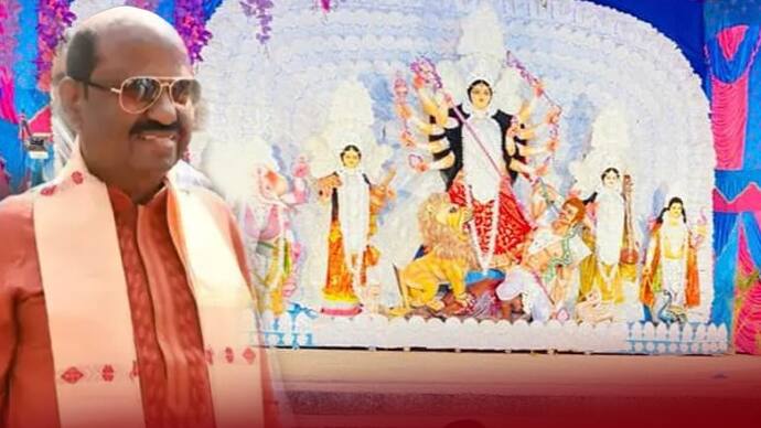 Durga Puja 2023  Governor CV Anand Bose in puja parikrama offered Anjali at Kunal Ghoshs puja bsm