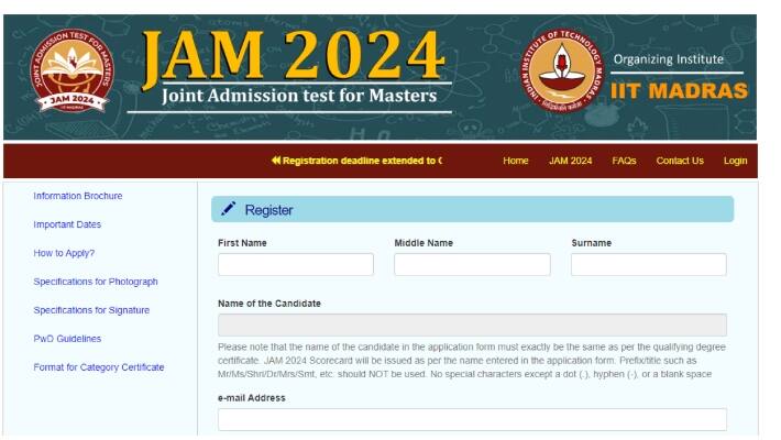 IIT JAM 2024 Registration 2024