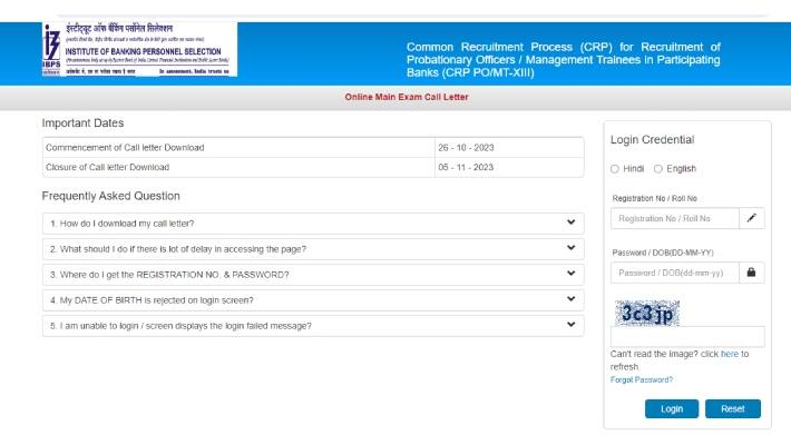 ibps po mains admit card 2023 out