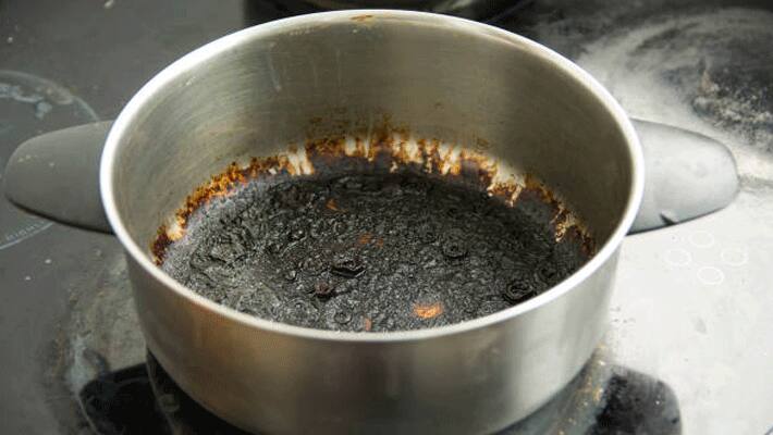 how to clean burned pot