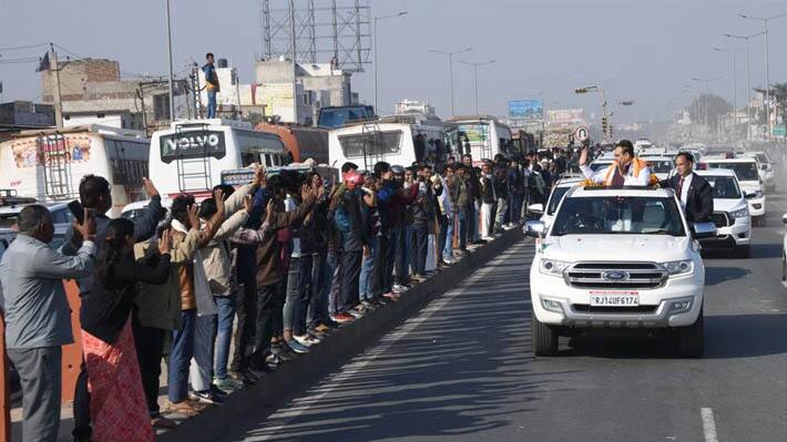Rajasthan Chief Minister Bhajan Lal Sharma road show convoy 