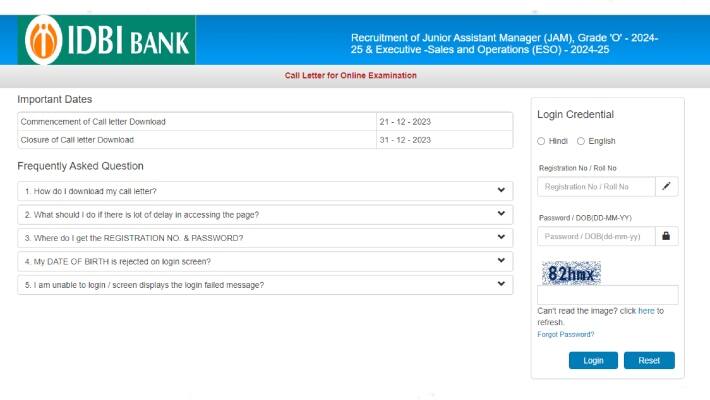 IDBI Bank Admit Card 2024 released
