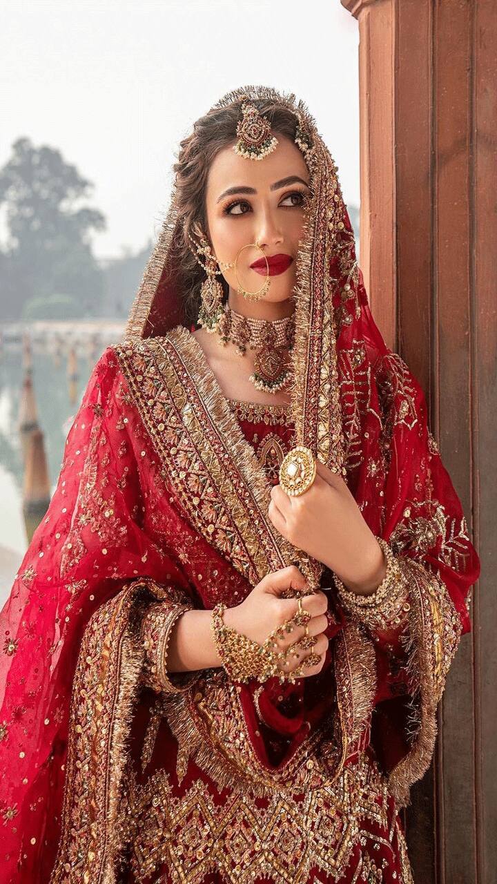 Deep Red Wedding Walima Dress – Panache Haute Couture