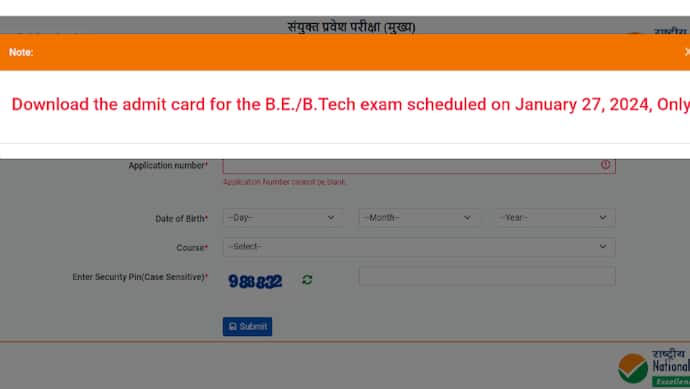 JEE Mains 2024 BE BTech paper 1 admit card out