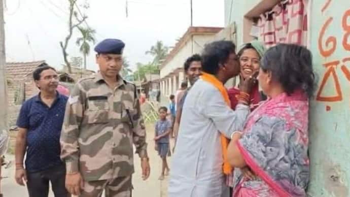 BJP candidate Khagen Murmu in controversy for kissing housewife while campaigning hits back at TMC bsm