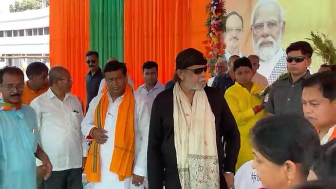 Actor Mithun Chakraborty campaigning in support of BJPs Sukanth Majumdar in Balurghat bsm