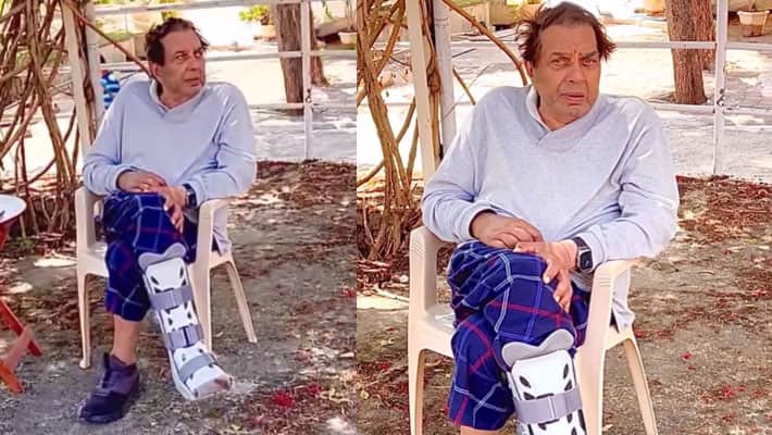 dharmendra share video with plaster on leg actor son sunny bobby deol shocked 