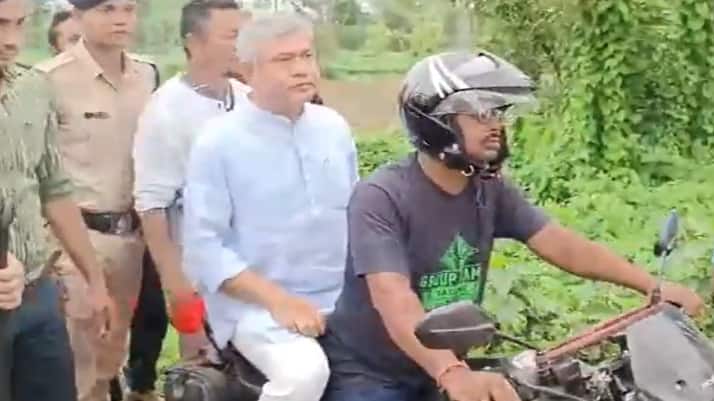 Railway Minister Ashwini Vaishnaw on Bike 