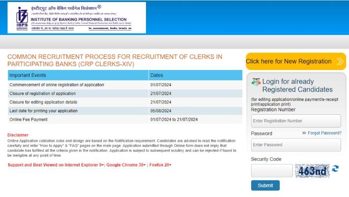 IBPS Clerk Recruitment 2024 Direct link