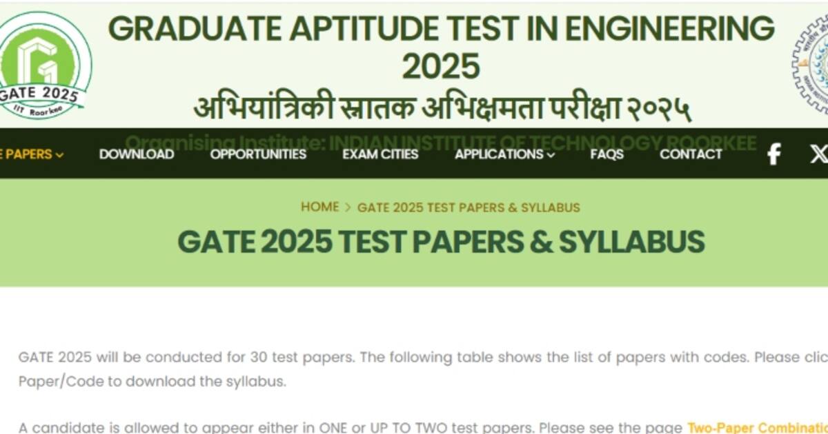 GATE 2025 सिलेबस, एग्जाम पैटर्न समेत डिटेल जारी, IIT Roorkee आयोजित