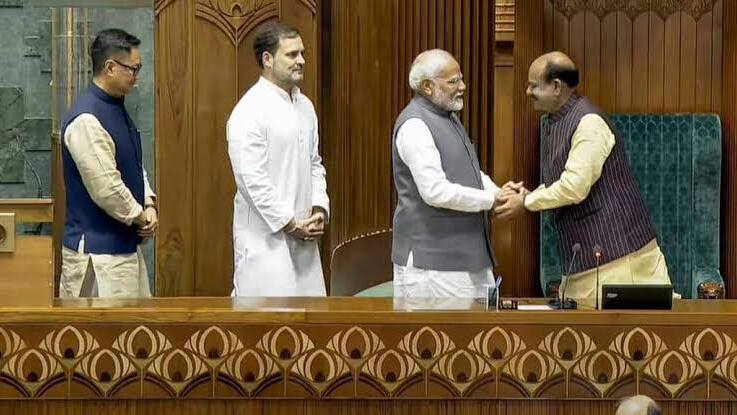 Rahul Gandhi criticizes Speaker Om Birla for bowing before Narendra Modi in Parliament bsm