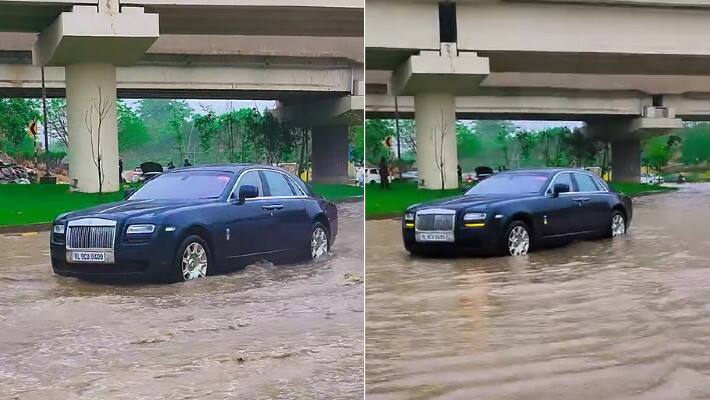 Rolls Royce Ghost on flooded road
